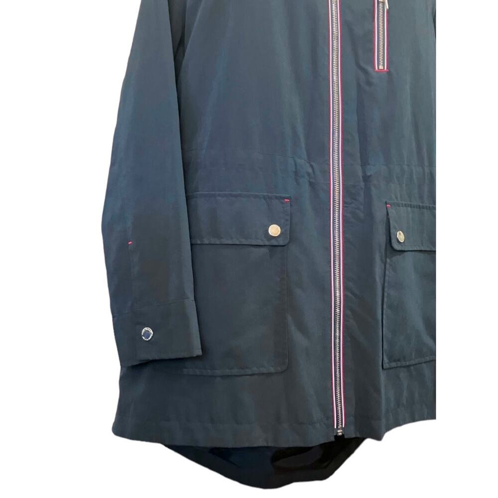 Tommy Hilfiger Women's Navy Full Zip Storm Jacket w/ Hood Pockets | Size L EUC - Picture 11 of 16